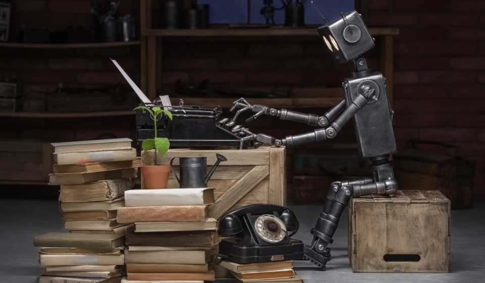 Robot,Reading,A,Book,In,The,Workshop,Of,Its,Creator