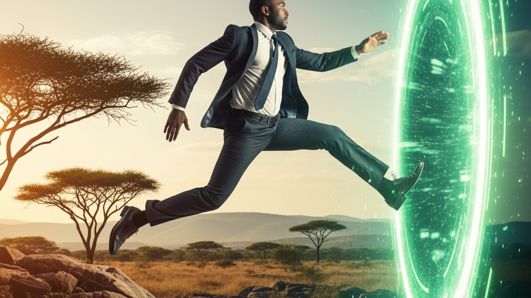 African,Origin,Business,Man,Leaping,Into,The,Future,Of,Technology